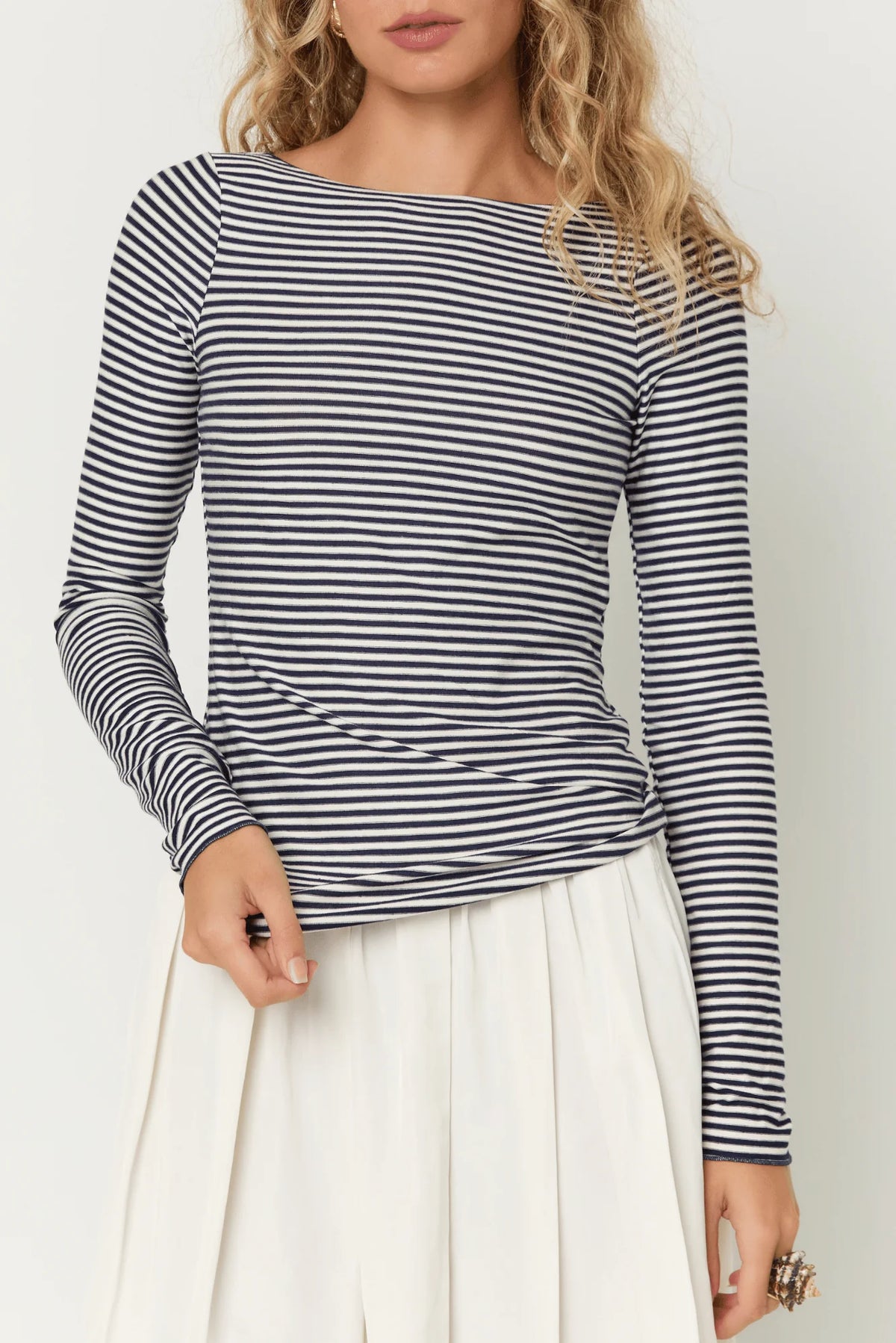 Project Social T I Zinnia Stripe Boatneck Long Sleeve