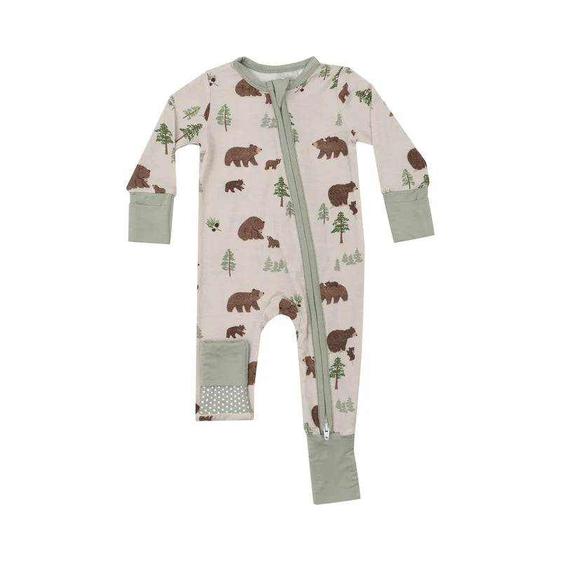 Sweet Brown bears 2-Way Zipper Romper