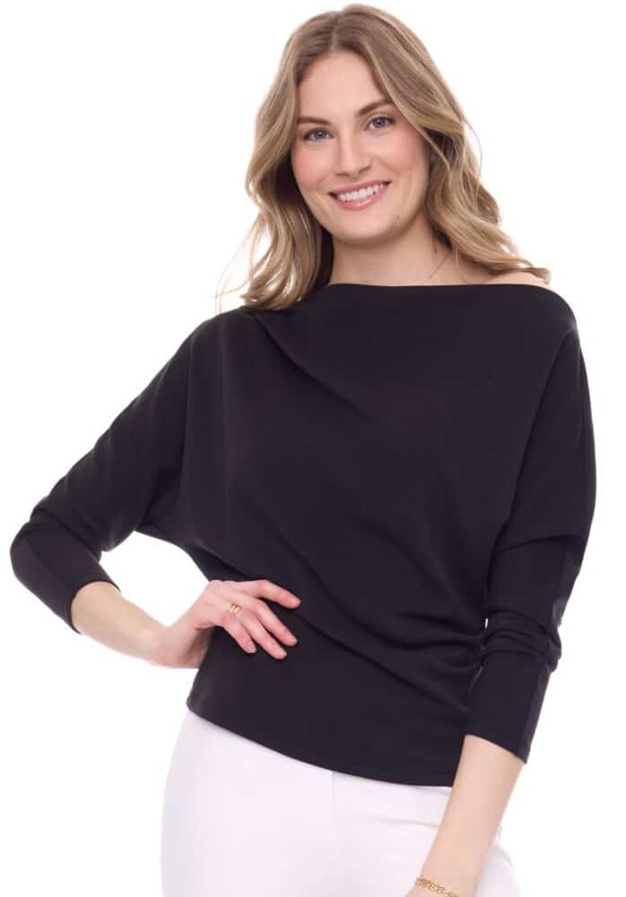 Demi Modal 3/4 Sleeve Top - Black