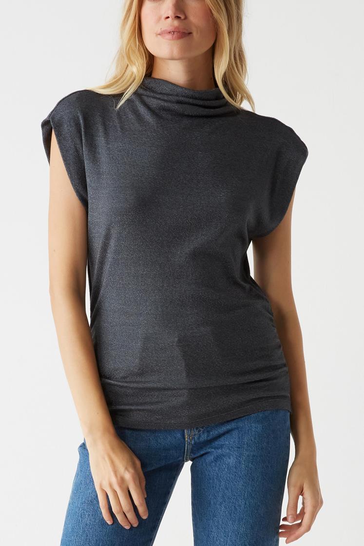 Reese Mock Neck Power Shoulder