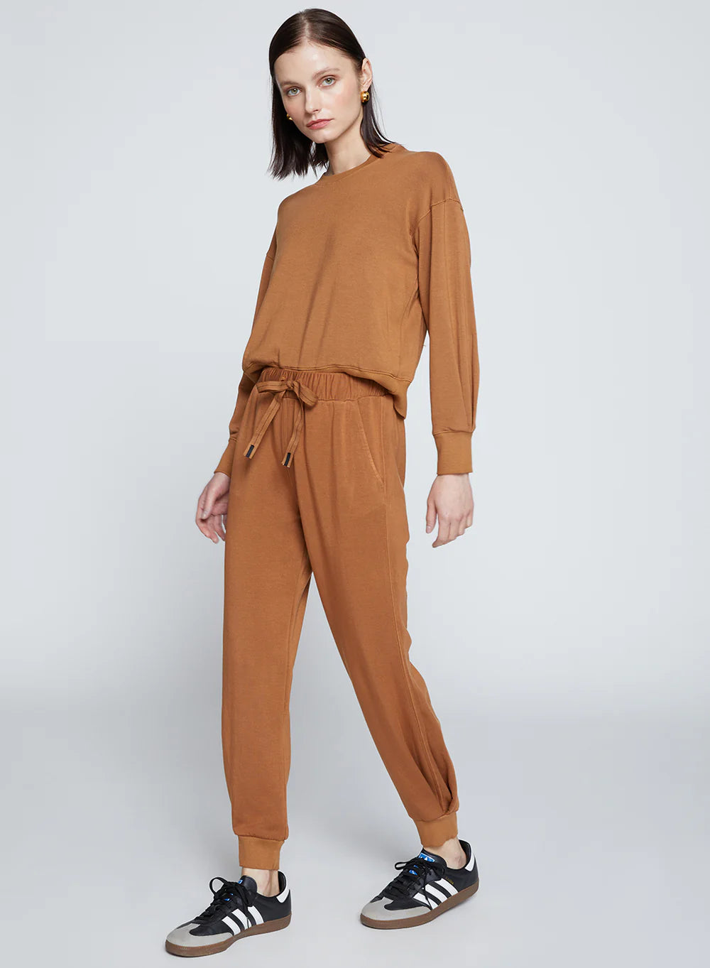 Stateside I Softest Fleece Cropped Pleated Sleeve Pullover