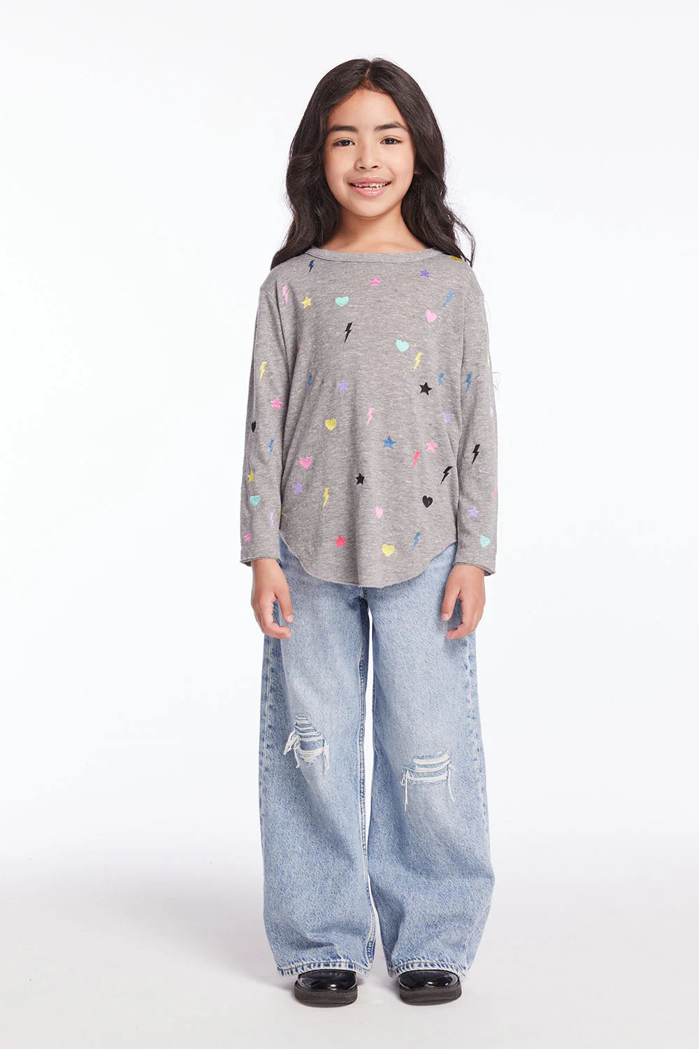 Girl's Embroidered Stars & Bolts Long Sleeve