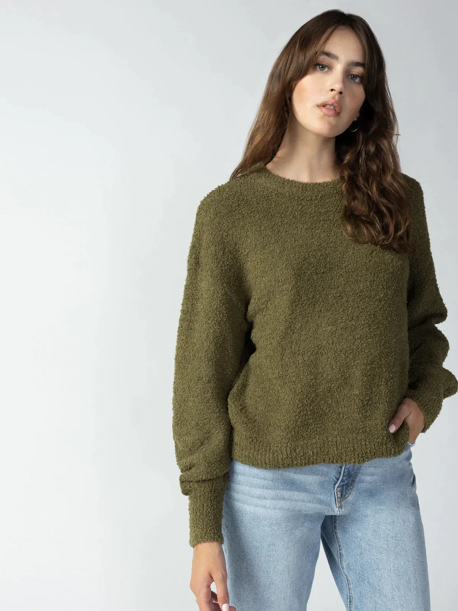 Plush Volume Sleeve Sweater - Olive Oil