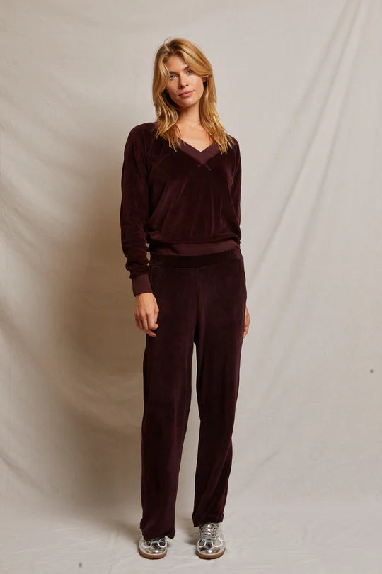 Ember Velour Relaxed Long Sleeve V Neck