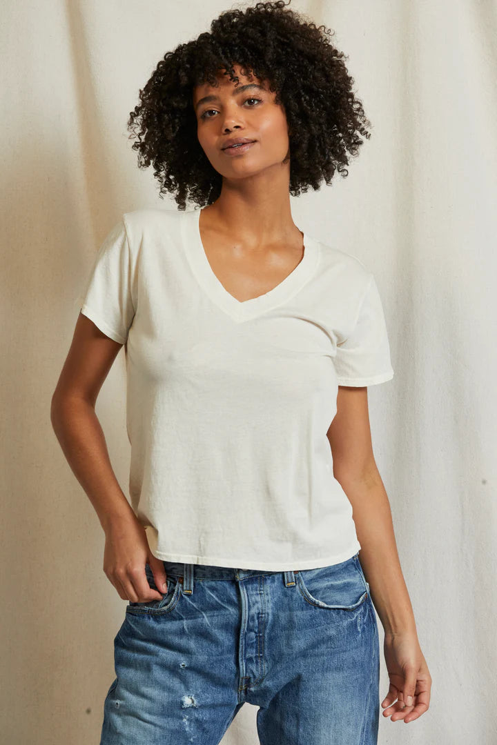 Hendrix -Cotton Short Sleeve Boxy V Neck Tee