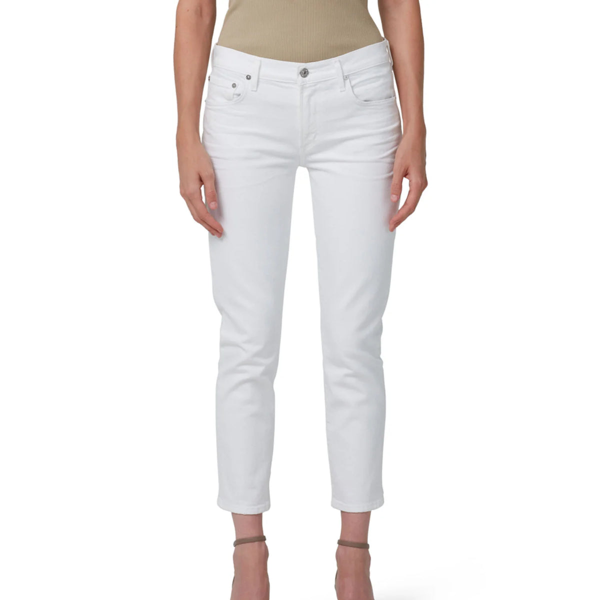 Ella Mid Rise Slim Crop - Cloud Dust