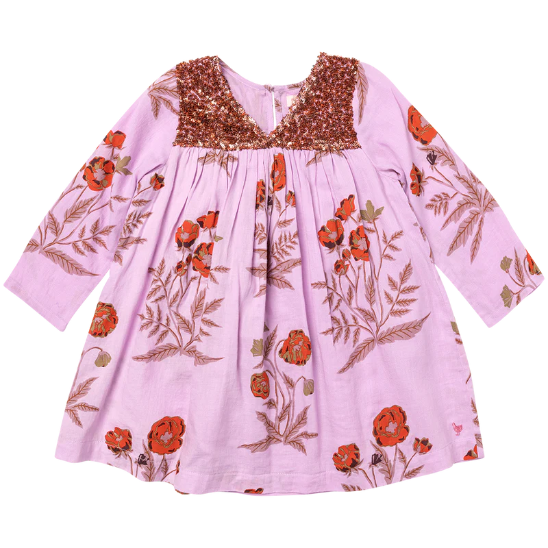 Girls Courtney Dress - Lavender Poppy