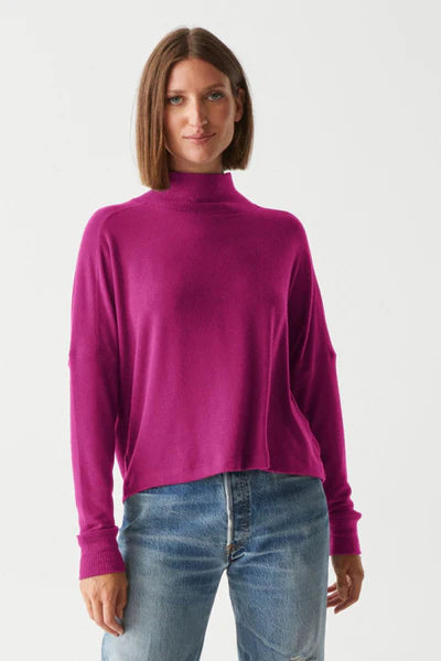 Frida Mock Neck Top - Berry