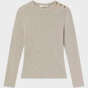 Frame I Long Sleeve Rib Button Crew