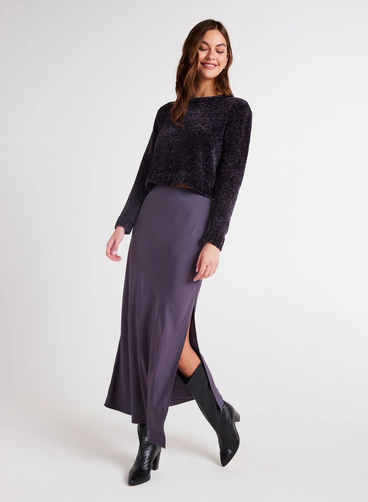 Side Slit Bias Maxi Skirt