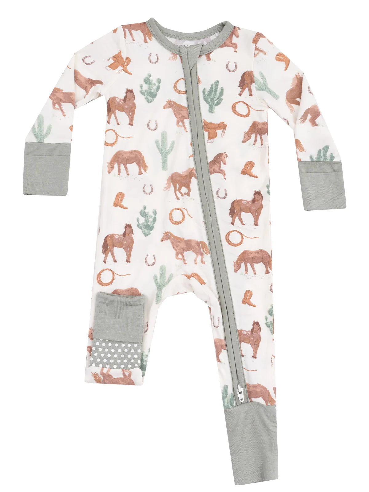 Angel Dear I Western Horses 2 Way Zipper Romper